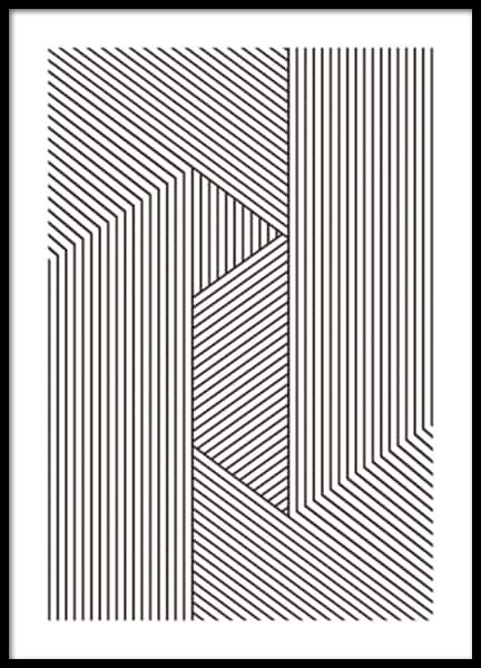 Black Line Patterns Oak Frame