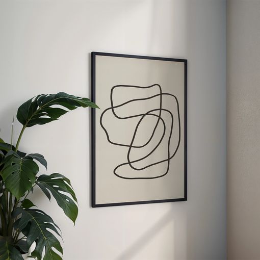 Abstract Ink Lines Black Frame