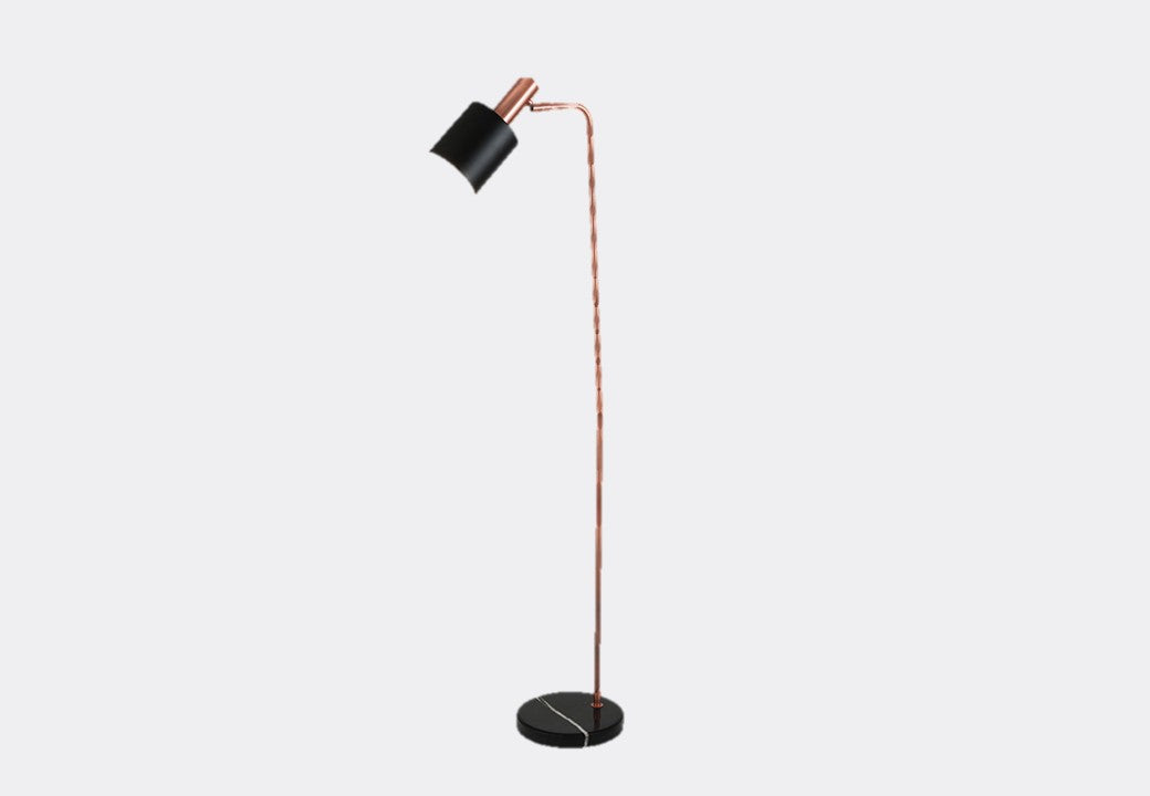 Black and Antique Copper Task Floor Lamp