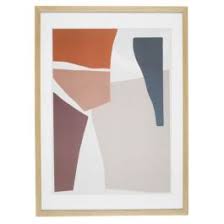 Framed Abstract Artwork With Geometric Shapes White Frame