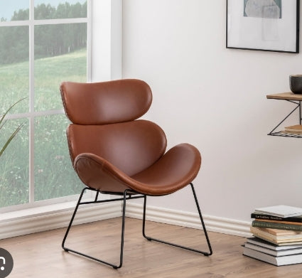 Cazar Lounge Chair - Brown PU Leather