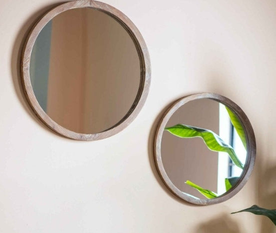 Higgins Round Wooden Frame Mirror