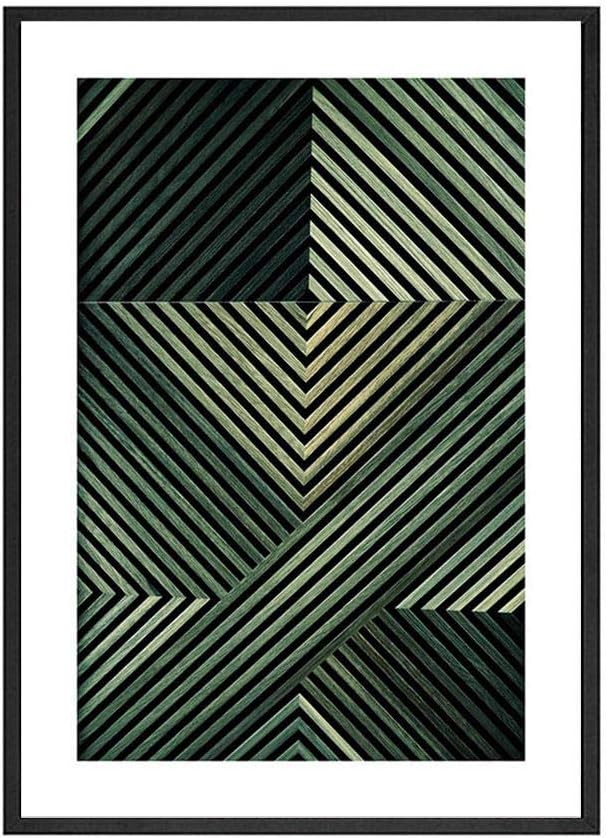 Green Line Pattern Black or Oak Frame