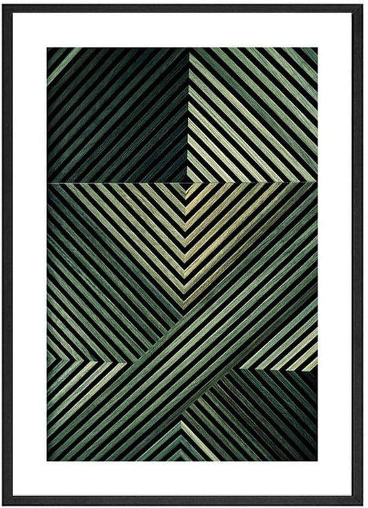Green Line Pattern Black or Oak Frame