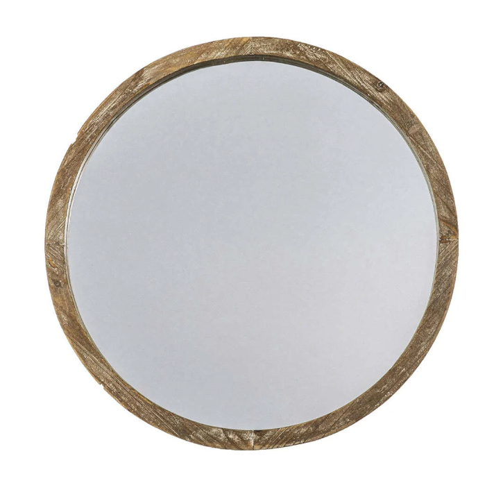 Higgins Round Wooden Frame Mirror
