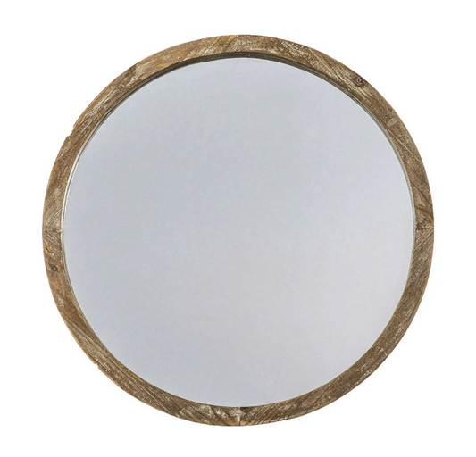 Higgins Round Wooden Frame Mirror